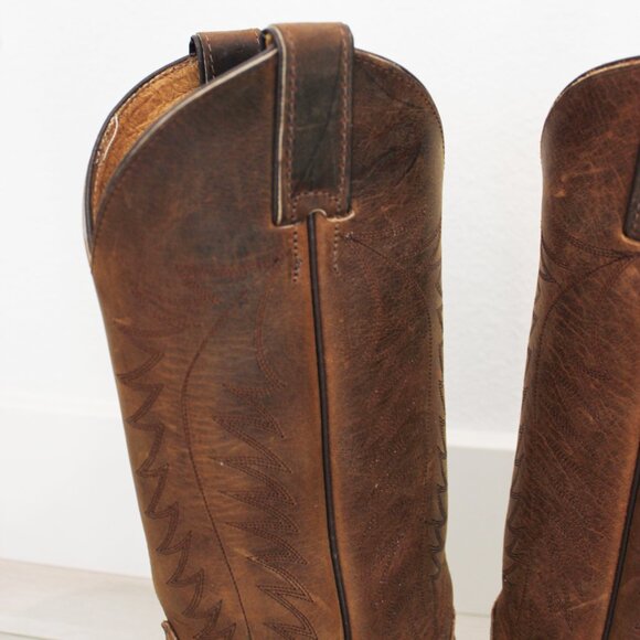 Justin Boots Apache Bay Distressed Brown Leather Womens Cowgirl Boots L4935 6.5B - Picture 10 of 14